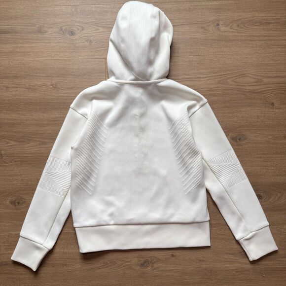 DESCENTE Fusionknit Schematech Technology Hoodie Cream Womens Size 2XS - Picture 2 of 9